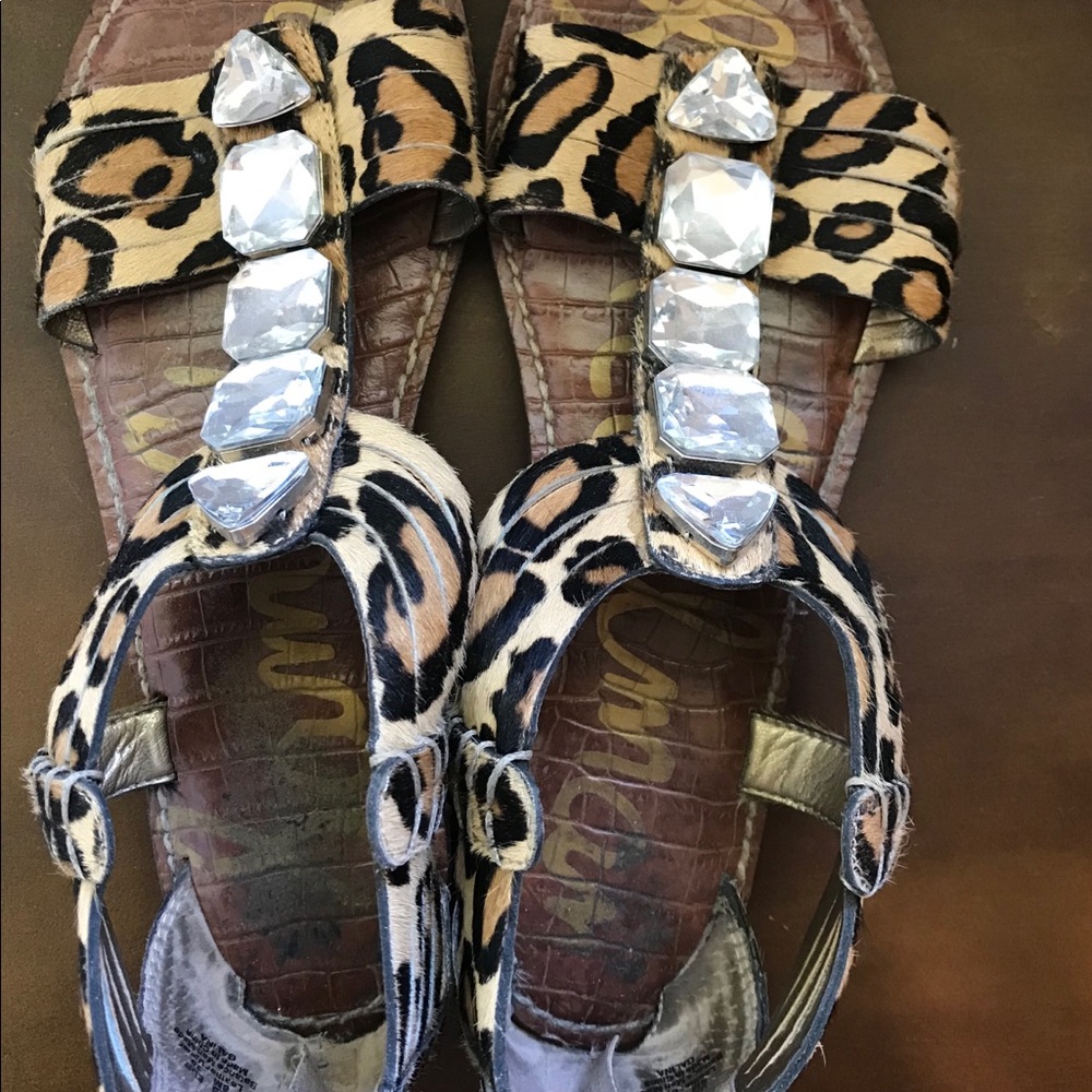 Leopard Sam Edelman Calf Hair Embellished Sandals